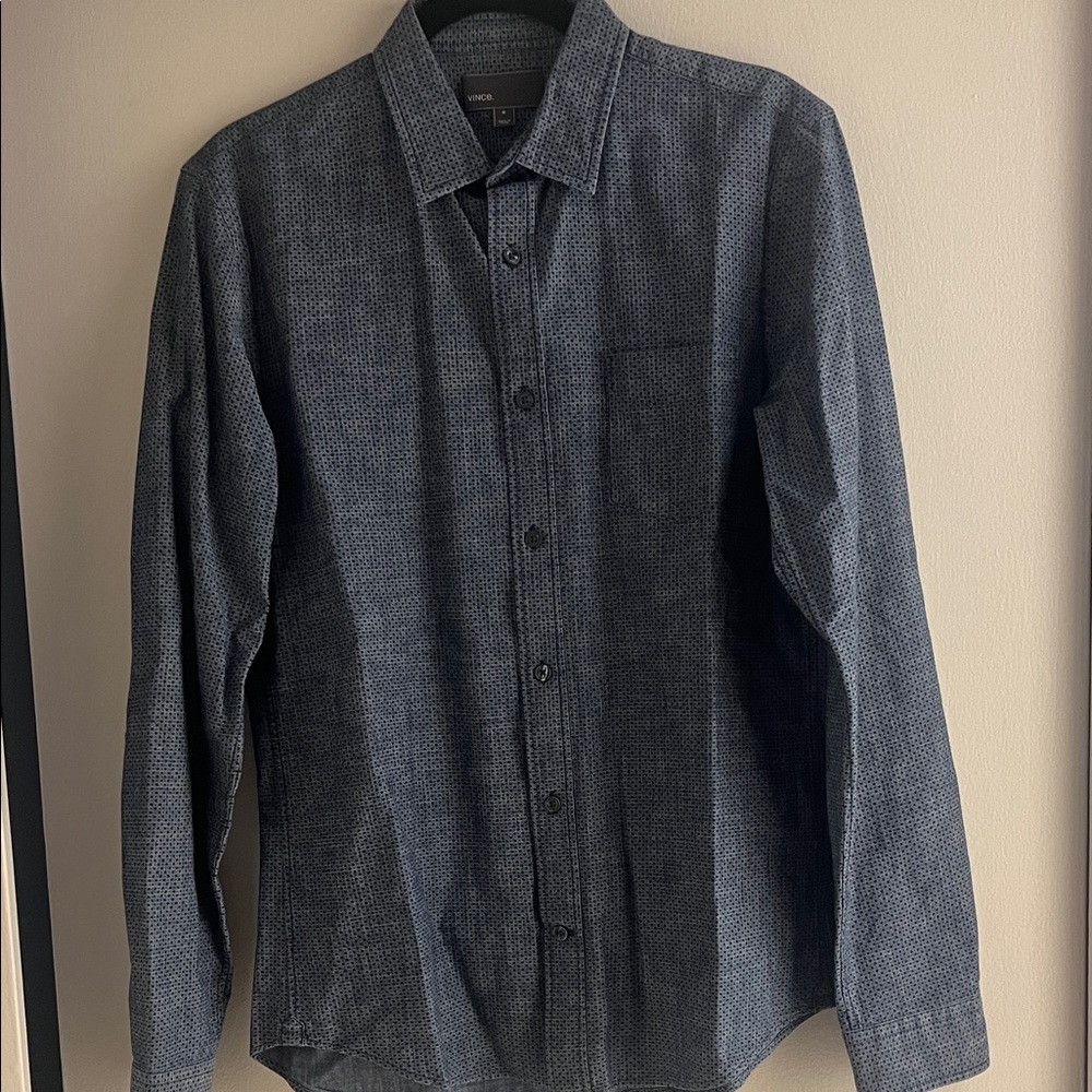 Vince Dark Blue Patterned Dress Shirt